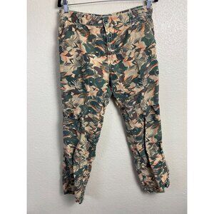 Sundance Womens Linen Blend Tropical Lagoon Camo‎ Cargo Pants Size 8 Vacation